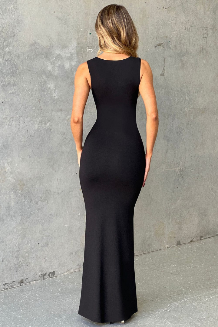 RIONA SLEEVELESS MAXI DRESS - BLACK