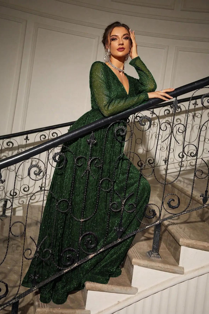 BELLE WRAP MAXI DRESS - GREEN