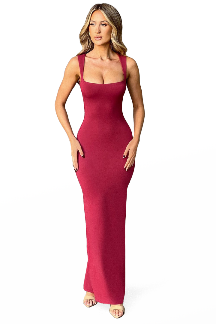 RIONA SLEEVELESS MAXI DRESS-BLACK - Red - M