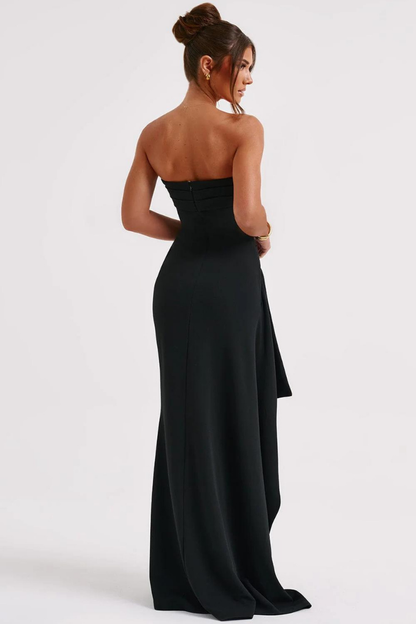 JAQUELINE STRAPLESS MAXI DRESS - BLACK - Wine Red - M
