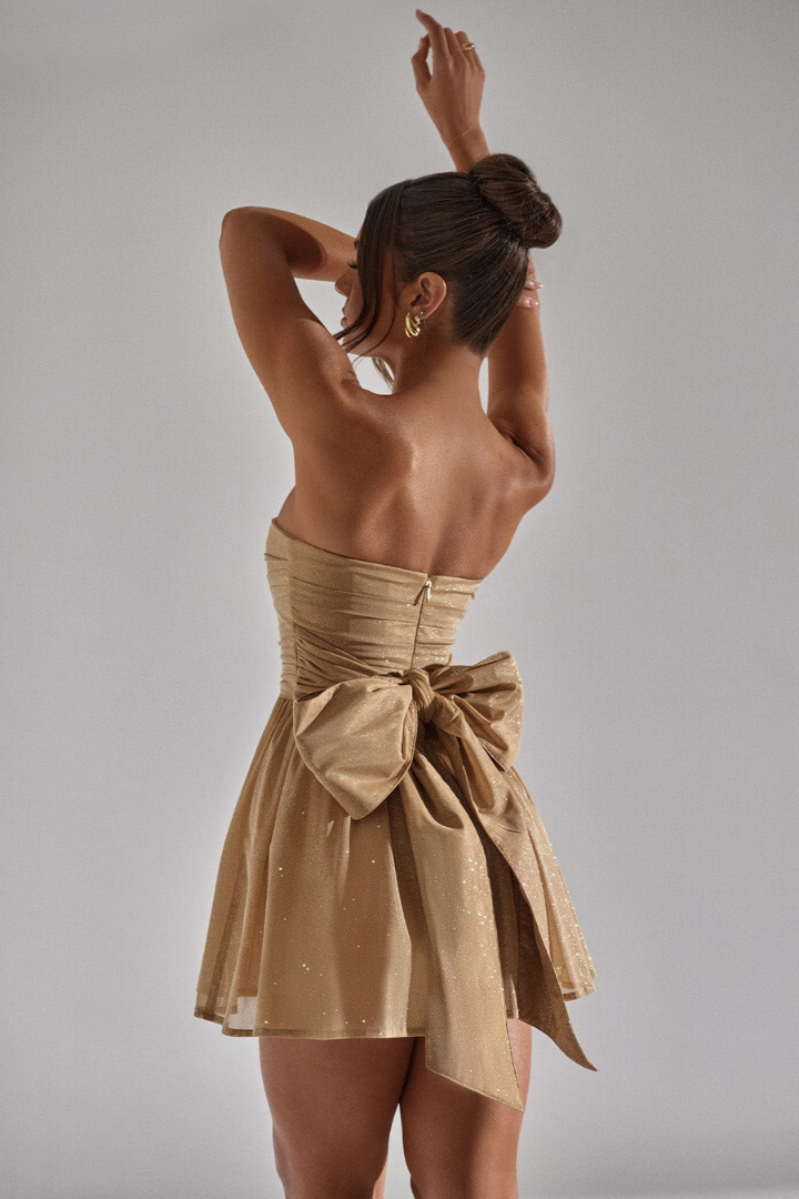 LEONA STRAPLESS MINI DRESS - KHAKI