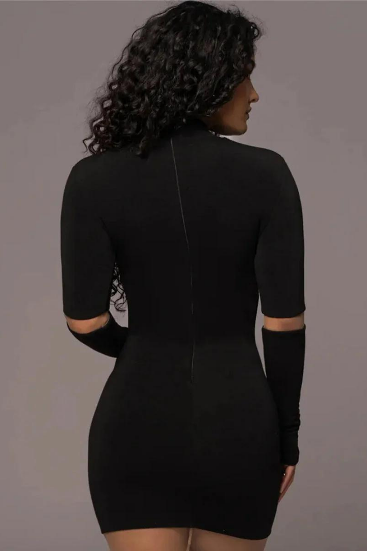 CRISTINA BODYCON MIDI DRESS - BLACK - White - M