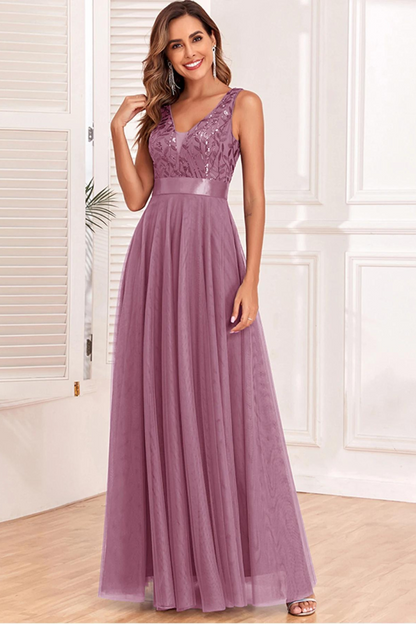 AGNÈS SEQUIN MAXI DRESS - PURPLE
