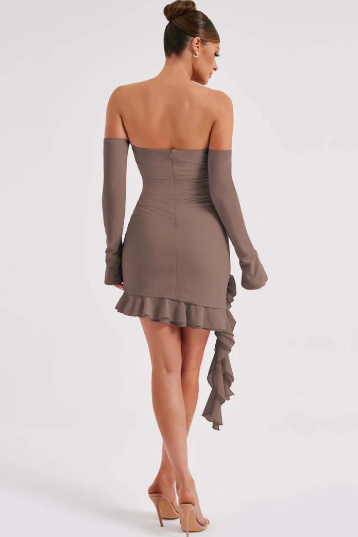 ADRIE HALTER MINI DRESS - CHOCOLATE - Pink - M