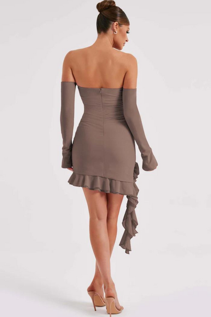 ADRIE HALTER MINI DRESS - CHOCOLATE - Pink - M