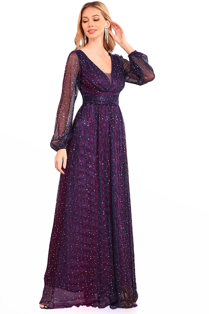 AKRISNA SEQUIN MAXI DRESS - PURPLE