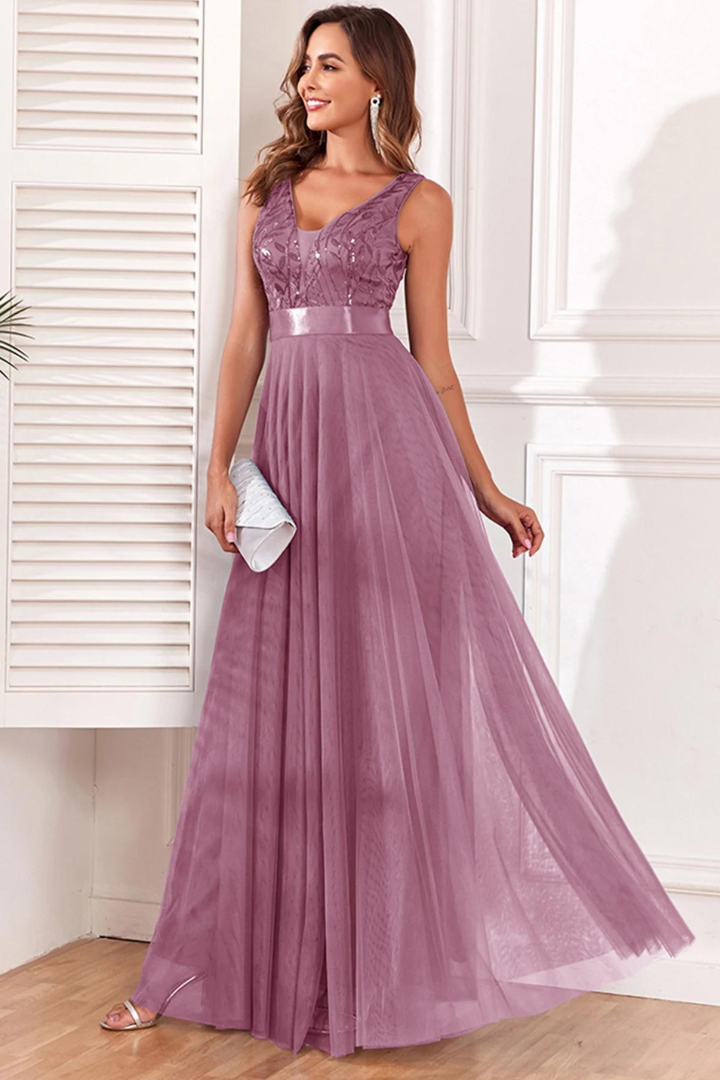 AGNÈS SEQUIN MAXI DRESS - PURPLE
