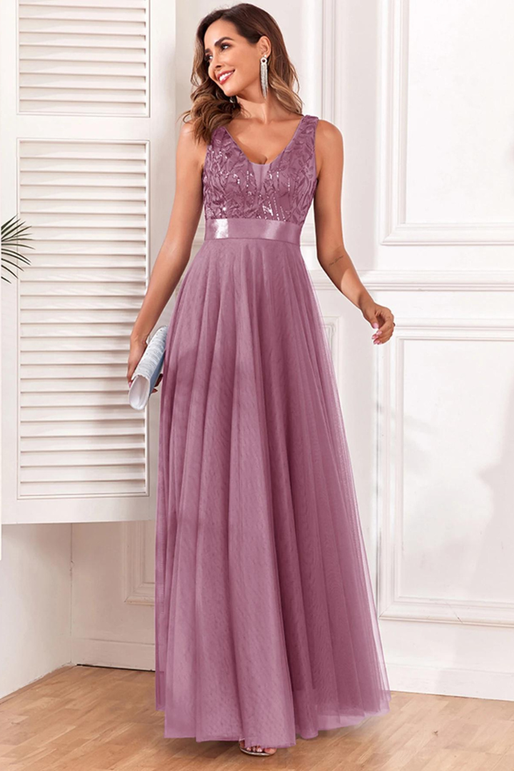 AGNÈS SEQUIN MAXI DRESS - PURPLE