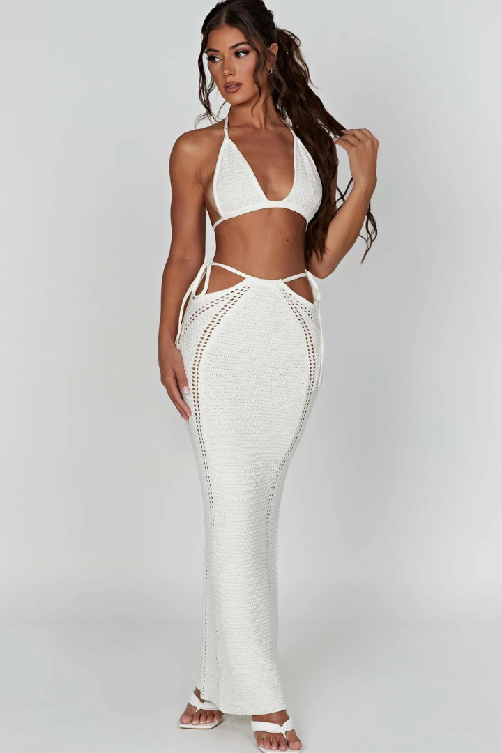 ALMA KNIT DRESS - WHITE