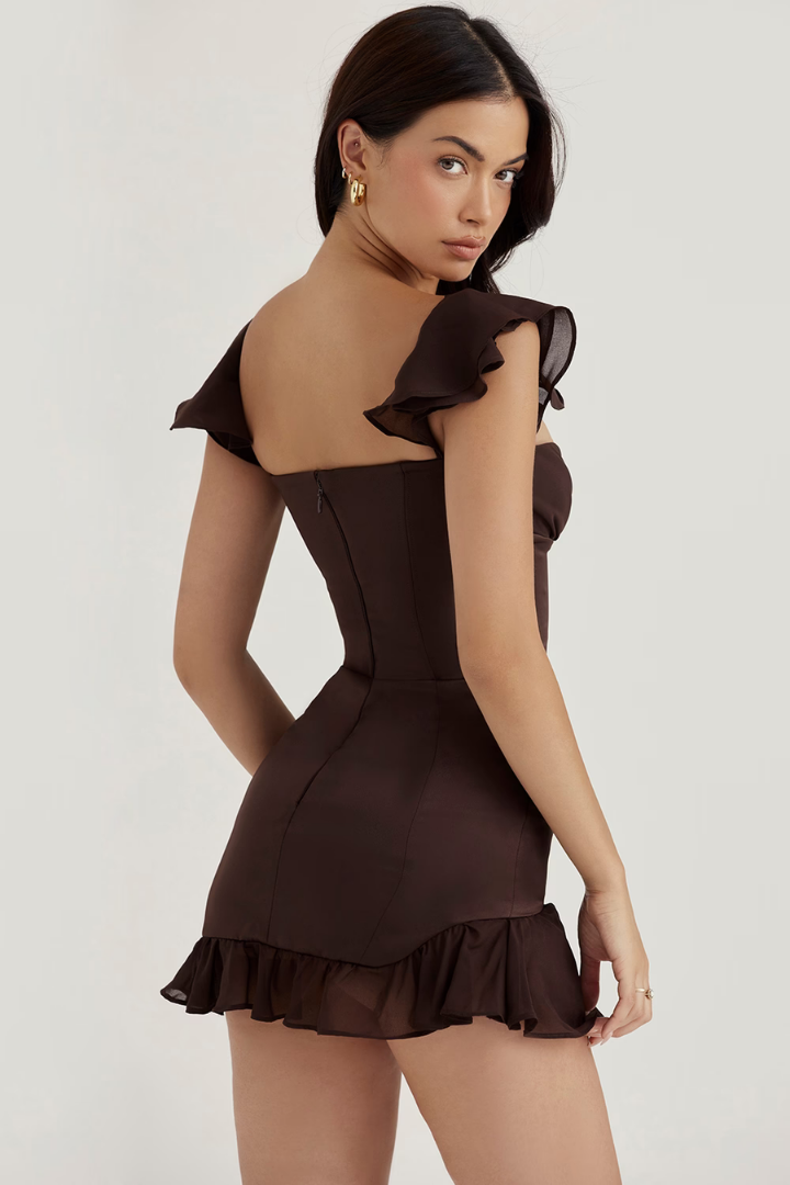 GAEL SLEEVELESS MINI DRESS - ESPRESSO