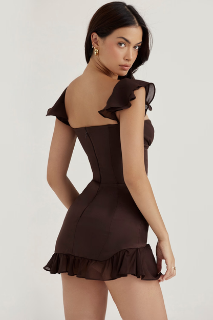 GAEL SLEEVELESS MINI DRESS - ESPRESSO