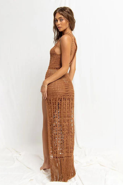 OCTAVIA MAXI LACE DRESS - GREEN - Khaki - L
