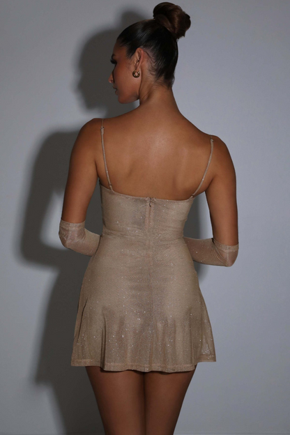 AADYA MINI DRESS - BLACK SPARKLE - M - Khaki