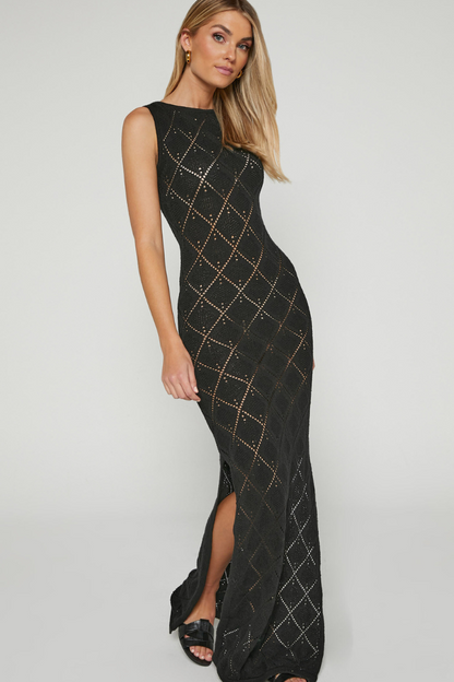MALTERA SPLIT MAXI DRESS - BLACK &quot; breng more sizes &quot;