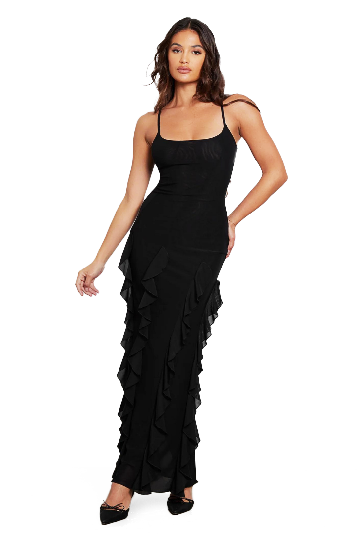 CRUZ RUFFLE MAXI DRESS - RED - Red - M