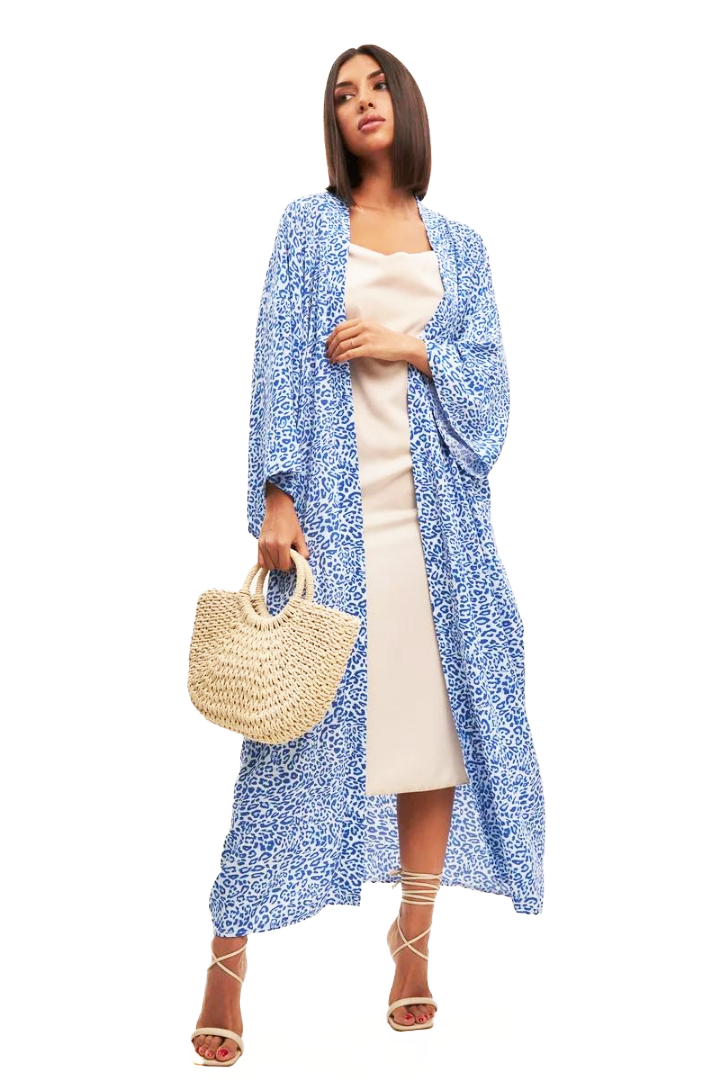HARRIET MAXI DRESS - LEOPARD BLUE
