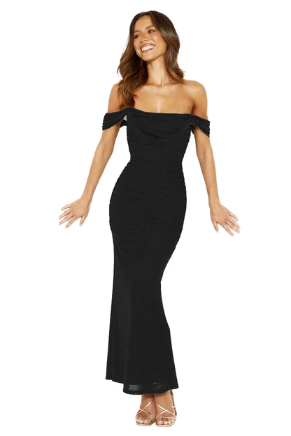 WILMA OFF-SHOULDER MAXI DRESS-GREEN - Green - M