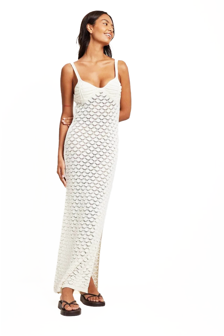 FELICITY KNIT MAXI DRESS-OFF - WHITE