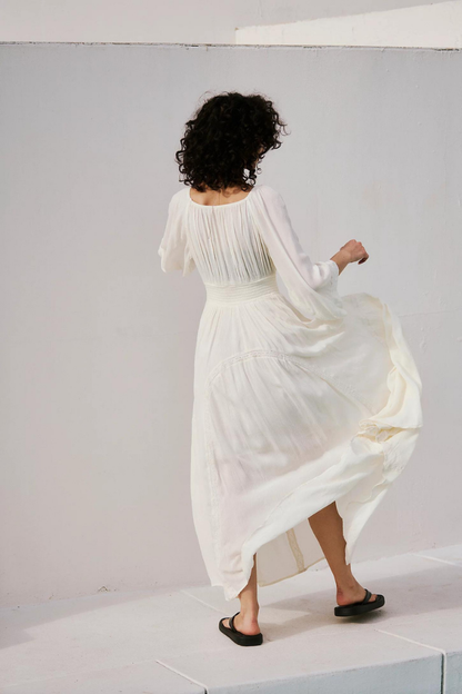 BRIGETTE CHIFFON MAXI DRESS - WHITE*