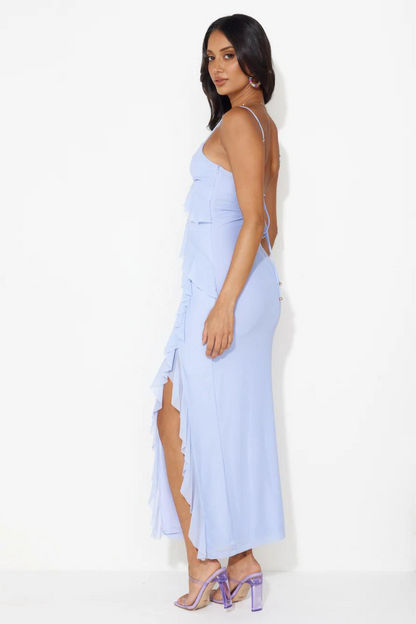 ANALIA RUFFLE MAXI DRESS - BLUE