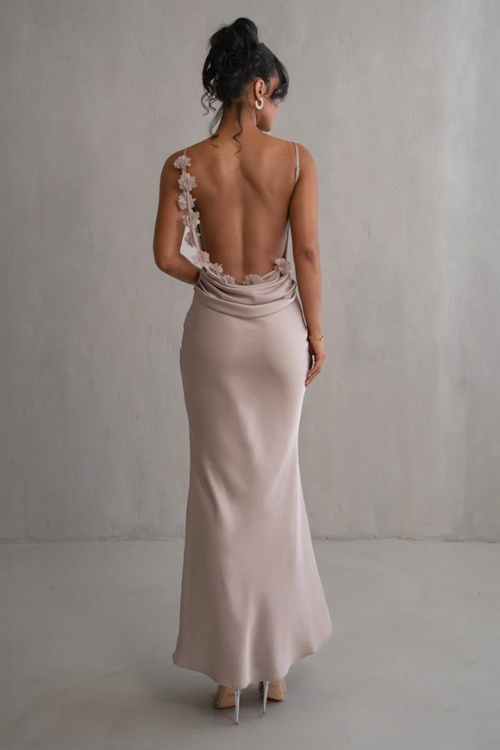 RUBY MAXI LONG DRESS-RED - Wine Red - S