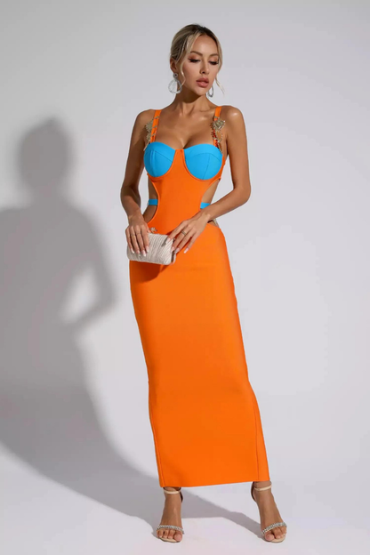 CARINA SLEEVELESS MINI DRESS - ORANGE LONG
