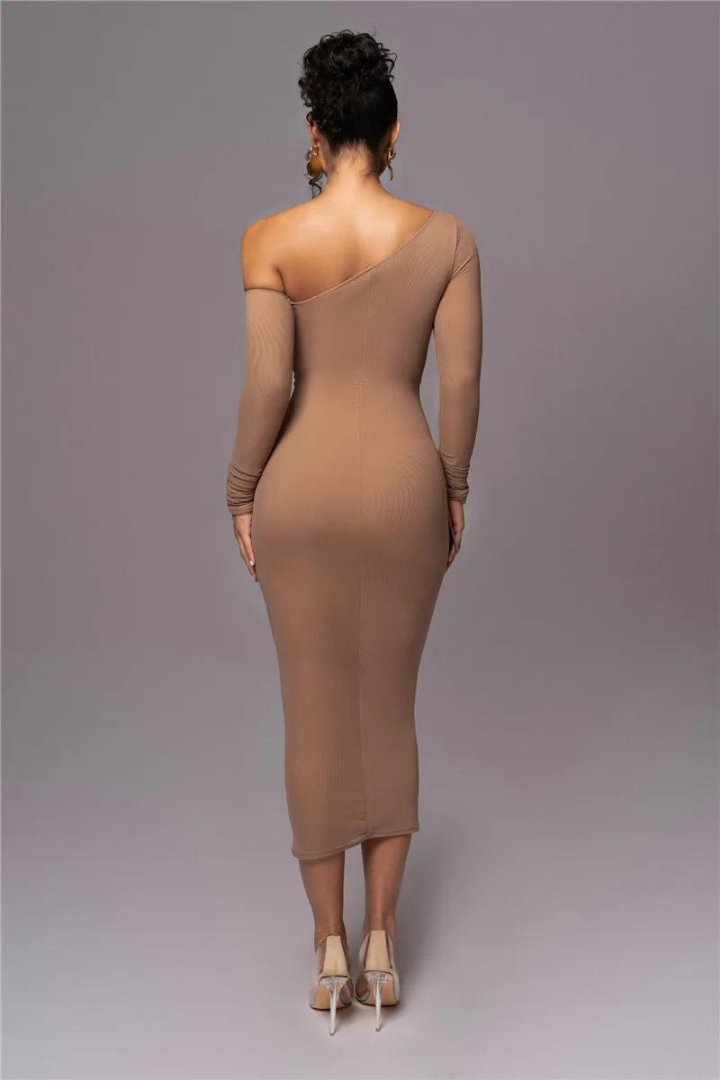 SUE LONG SLEEVE MIDI DRESS - White - M