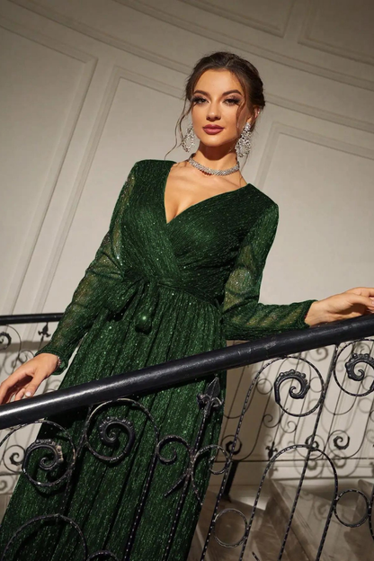 BELLE WRAP MAXI DRESS - GREEN