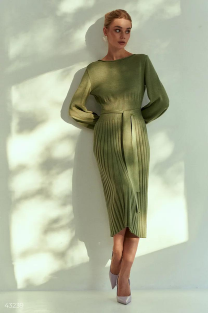 CLAUDIA MIDI KNIT DRESS - BEIGE - Khaki - XL