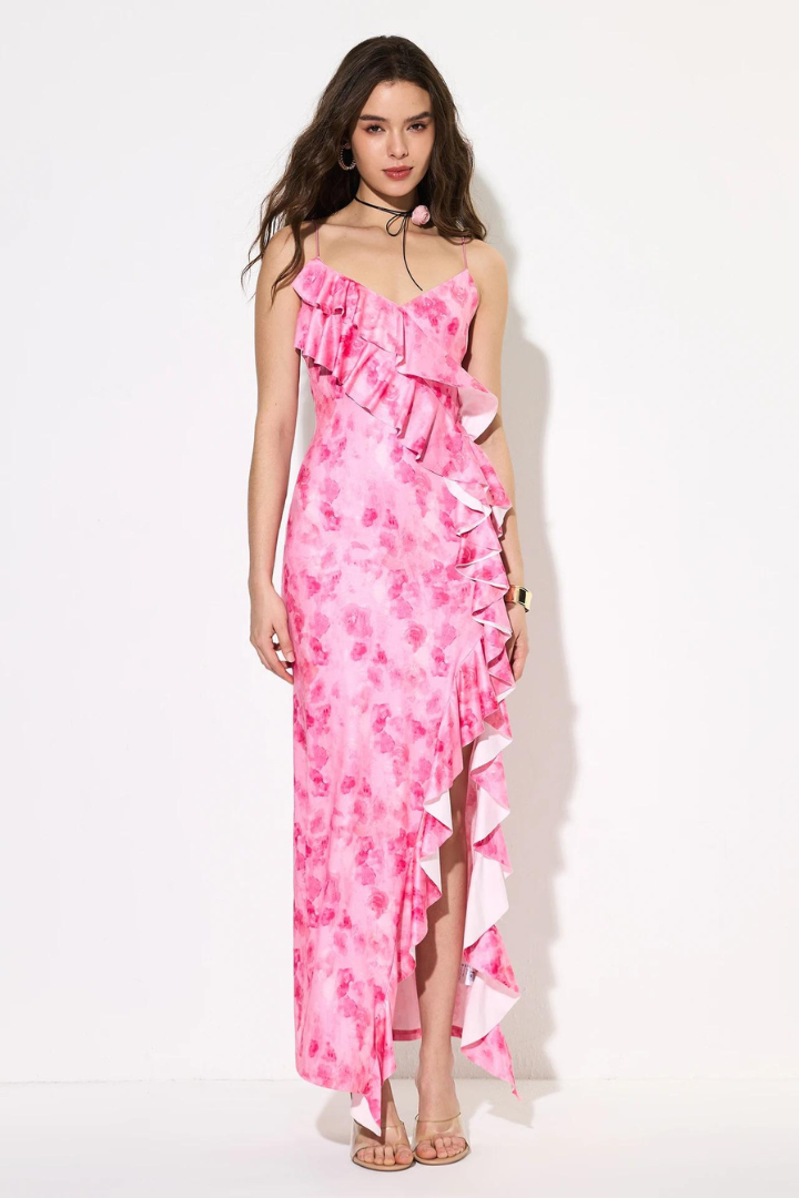ANALIA RUFFLE MAXI DRESS - BLUE