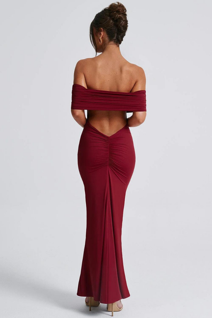 KARLA STRAPLESS MAXI DRESS - BLACK - Wine Red - M