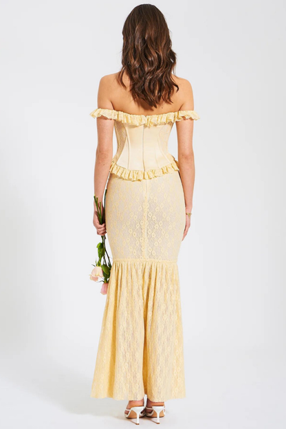 RAQUEL SATIN MAXI DRESS-BALE YELLOW