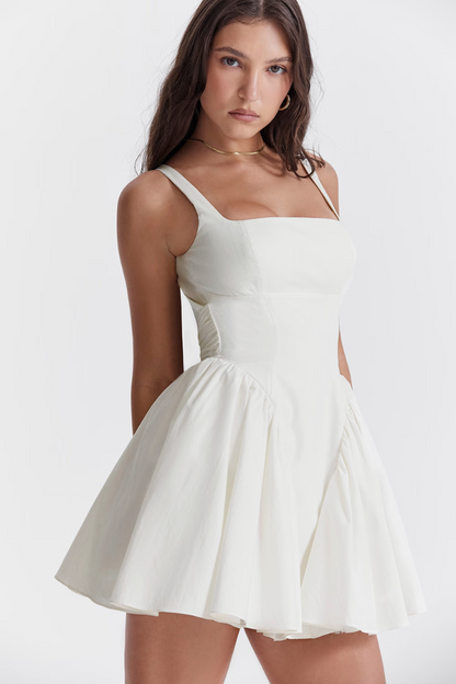 ARIELLA SLEEVELESS MINI DRESS - WHITE - White - M