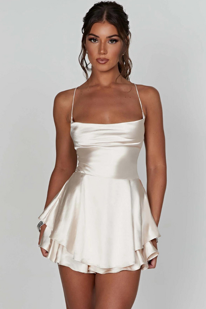 ARMANDE SATIN MINI DRESS - WHITE