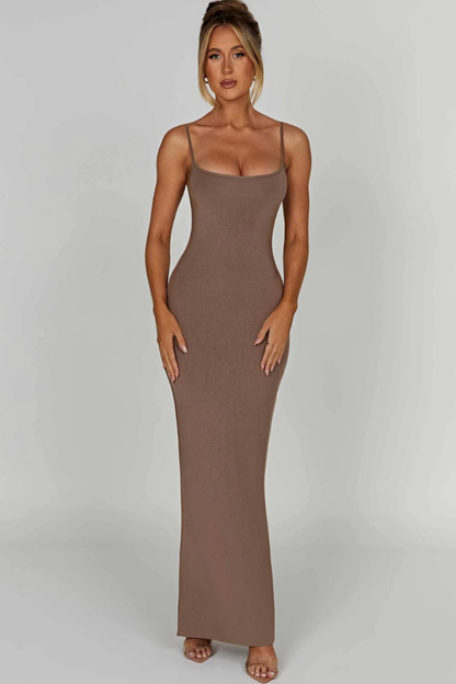 TERESE SLEEVELESS MAXI DRESS-STEEL - Khaki - M