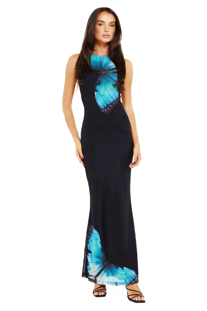 BELLA MAXI LACE DRESS - BLACK