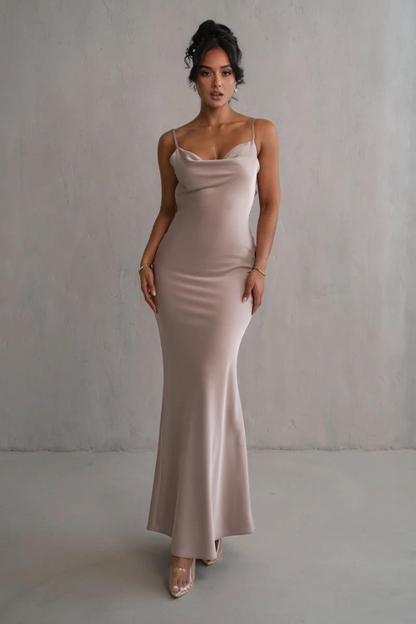 RUBY MAXI LONG DRESS-RED - Wine Red - S