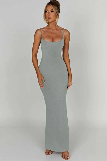 TERESE SLEEVELESS MAXI DRESS-STEEL - Khaki - M