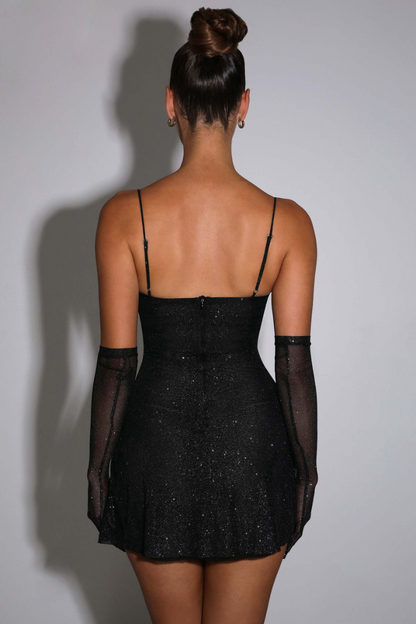 AADYA MINI DRESS - BLACK SPARKLE - M - Khaki