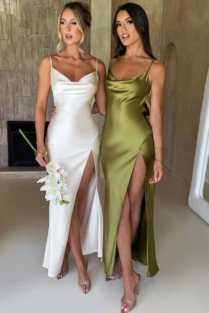 ANDREA SATIN MAXI DRESS - IVORY