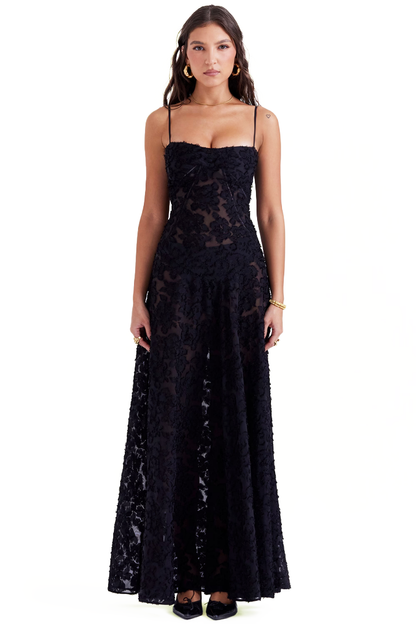 ALLEGRA MAXI DRESS - SOFT ORCHID - BLACK - M