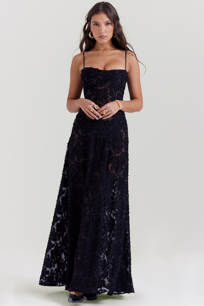 ALLEGRA MAXI DRESS - SOFT ORCHID - BLACK - M