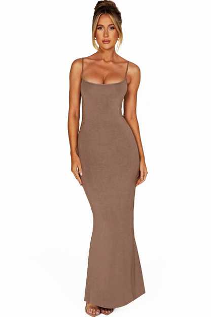 TERESE SLEEVELESS MAXI DRESS-STEEL - Khaki - M