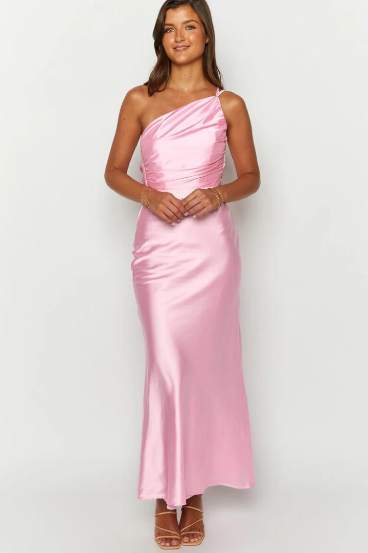 ELISABETH SATIN MAXI DRESS - NAVY
