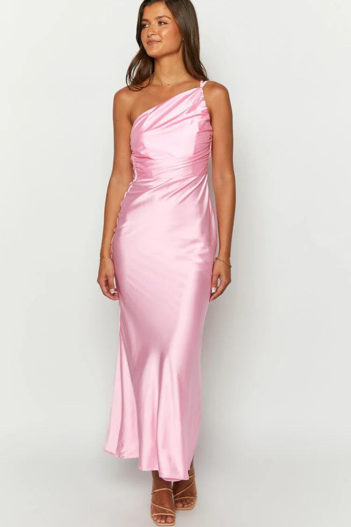 ELISABETH SATIN MAXI DRESS - NAVY