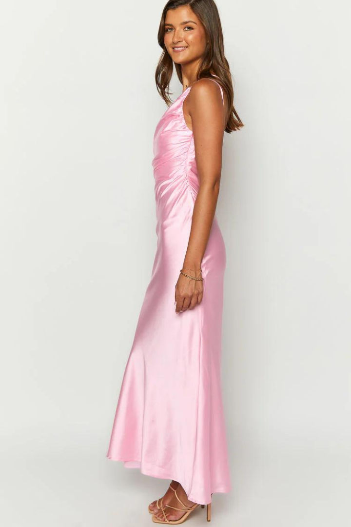 ELISABETH SATIN MAXI DRESS - NAVY
