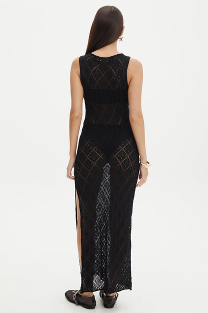 MALTERA SPLIT MAXI DRESS - BLACK &quot; breng more sizes &quot;