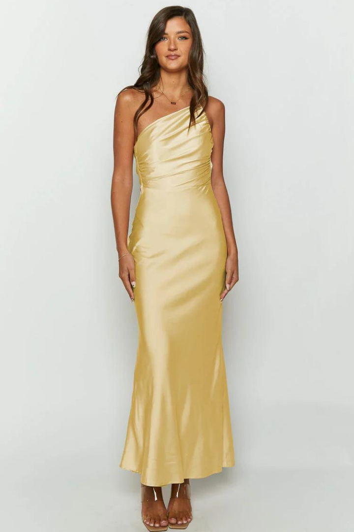 ELISABETH SATIN MAXI DRESS - NAVY