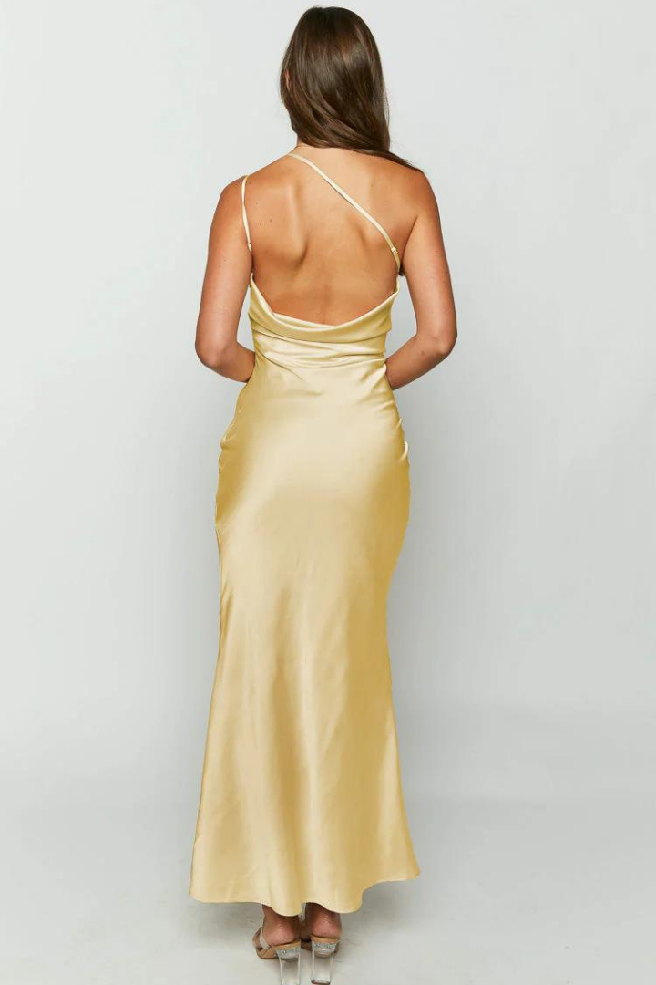 ELISABETH SATIN MAXI DRESS - NAVY