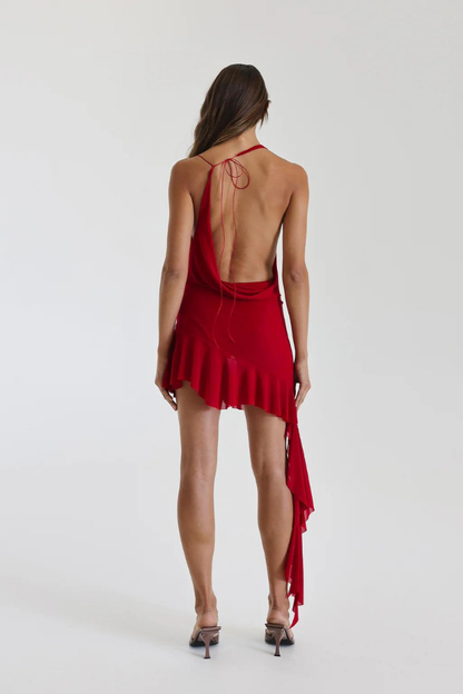 REINA HALTER MINI DRESS-VANILLA - Apricot - M